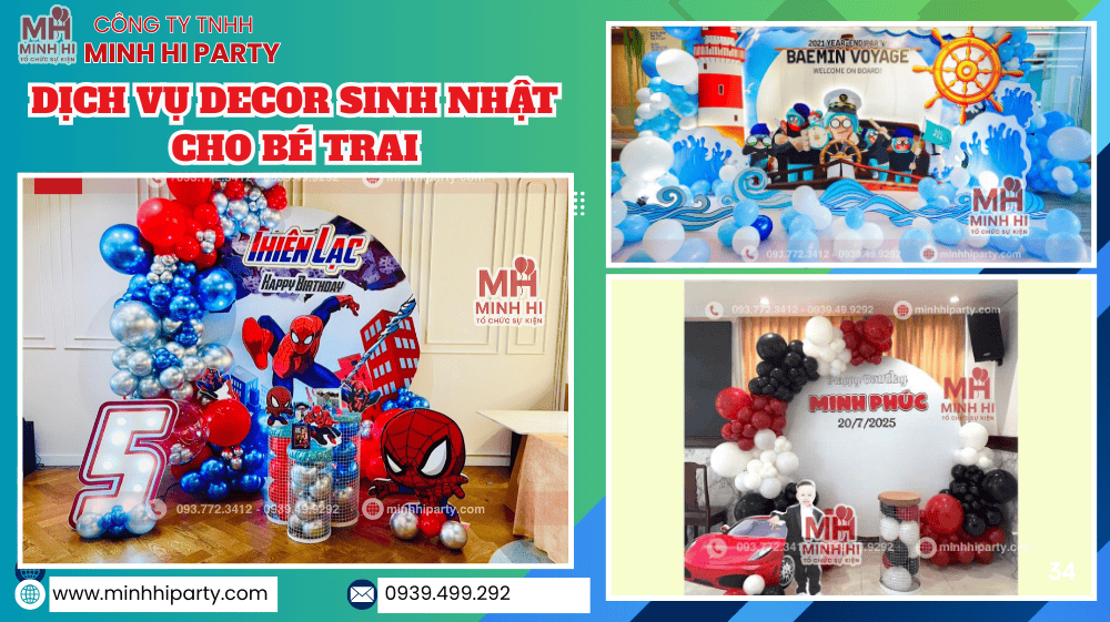 dich vu decor sinh nhat cho be trai an tuong Decor sinh nhật bé trai tại nhà do Minh Hi Party thực hiện