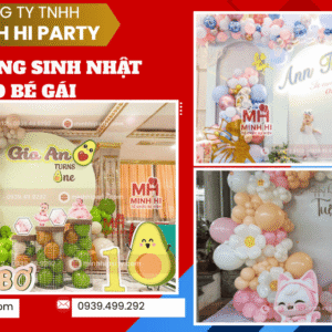 Dịch vụ trang trí phong nền sinh nhật bé gái do mInh Hi Party cung cấp tại TPHCM