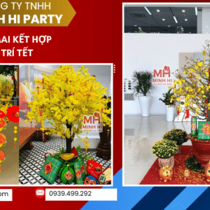 Hoa mai kết hợp phụ kiện trang trí tết