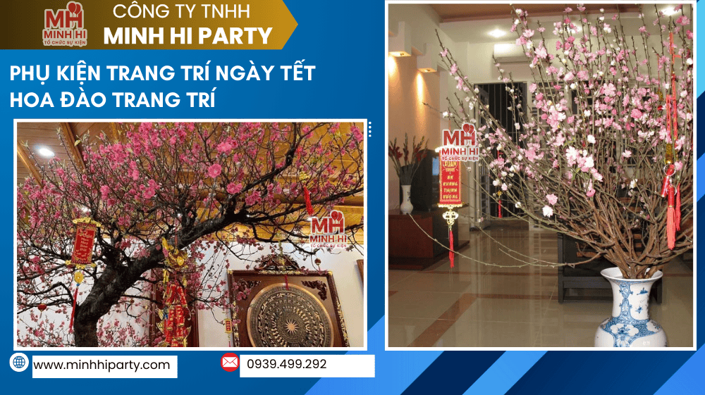 hoa dao phu kien trang tri tet Minh Hi Party cho thuê hoa đào trang trí tết