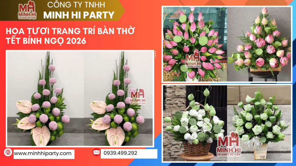 hoa tuoi trang tri ban tho ngay tet binh ngo Hoa tươi trang trí bàn thờ tết Bính Ngọ