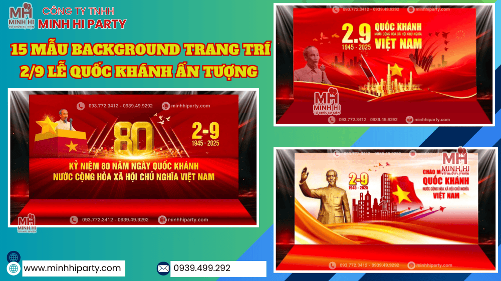 mau background trang tri 29 le quoc khanh an tuong Mẫu background trang trí 2/9 ấn tượng tại Minh Hi Party