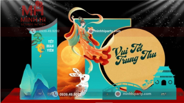 Mẫu trang trí trung thu hiện đại với ánh sáng LED nổi bật