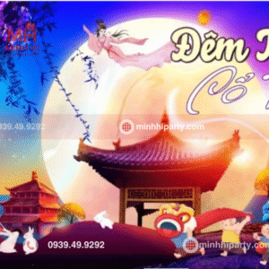 Mẫu trang tri trung thu hiện đại phối màu 3D tạo hiệu ứng nổi bật