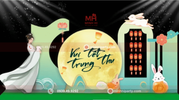 Mẫu trang trí trung thu hiện đại sang trọng phù hợp với không gian lớn