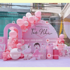 Mẫu phông sinh nhật bé gái 2025 phong cách công chúa pastel dễ thương