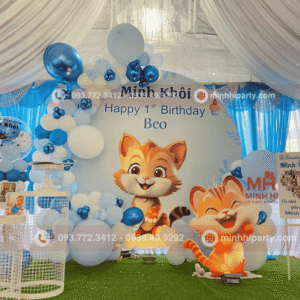 Phông sinh nhật bé trai hoạt hình dễ thương