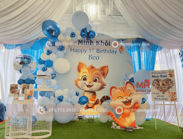 Phông sinh nhật bé trai hoạt hình dễ thương