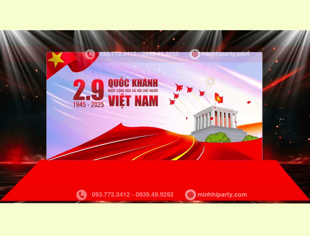 trang tri background 29 cho san khau ngoai troi Trang trí background 2/9 với thiết kế dành cho sân khấu ngoài trời