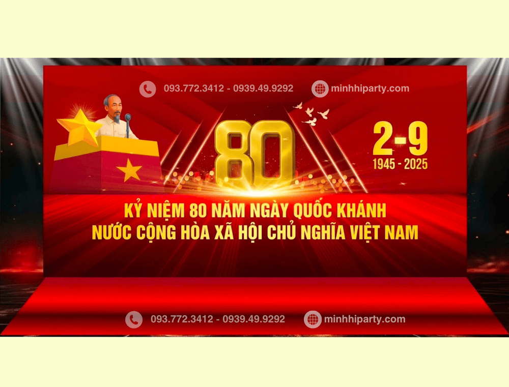 trang tri background 29 cho van phong co quan Mẫu trang trí 2/9 với background thiết kế đẹp mắt