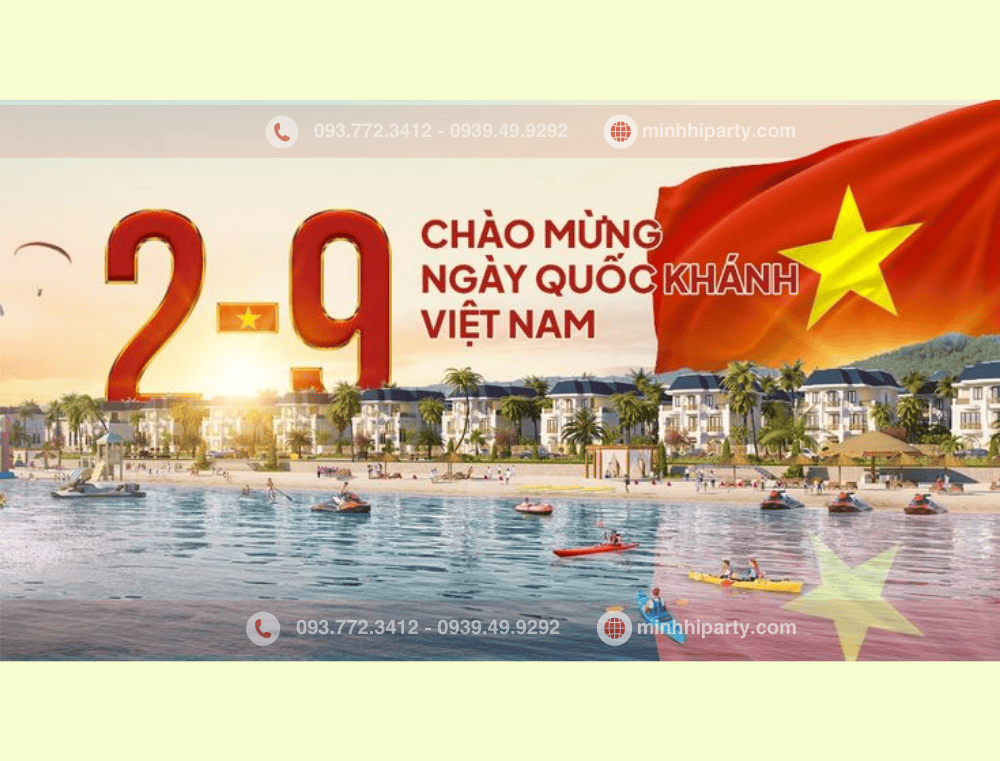 trang tri background 29 phong cach hien dai Trang trí standee cho lễ 2/9