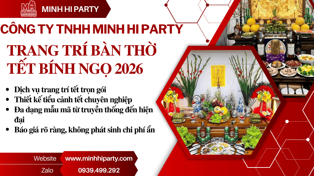 trang tri ban tho ngay tet binh ngo 2026 Trang trí bàn thờ ngày Tết Bính Ngọ 2026