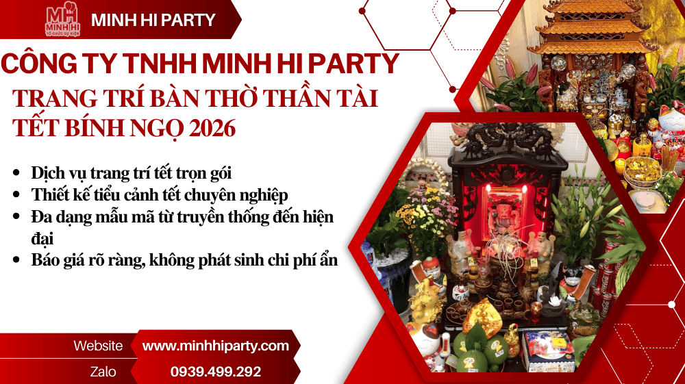 trang tri ban tho than tai ngay tet binh ngo 2026 Trang trí bàn thờ thần tài tết 2026