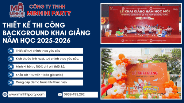 Dịch vụ trang trí background khai giảng và thiết kế theo yêu cầu