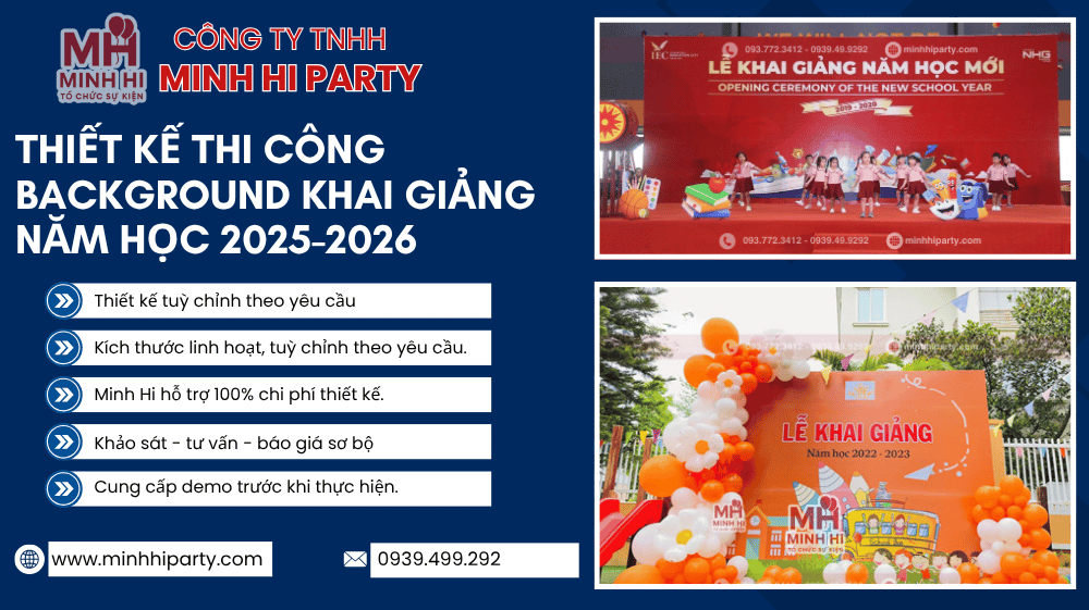 trang tri khai giang 7 Dịch vụ trang trí background khai giảng và thiết kế theo yêu cầu