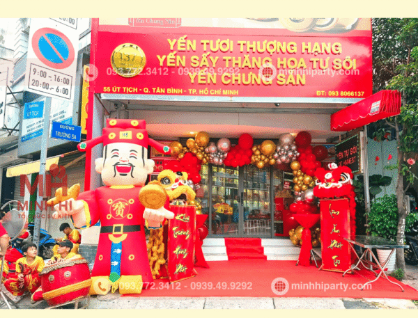 Dịch vụ trang trí cổng bong bóng khai trương cho cửa hàng yến sào