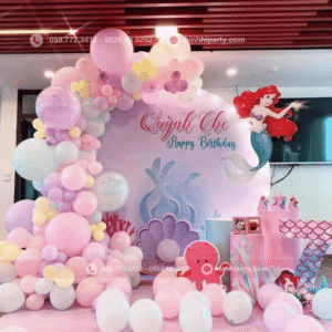 Trang trí sinh nhật bé gái Quỳnh Chi với tone màu pastel theo chủ đề nàng tiên cá