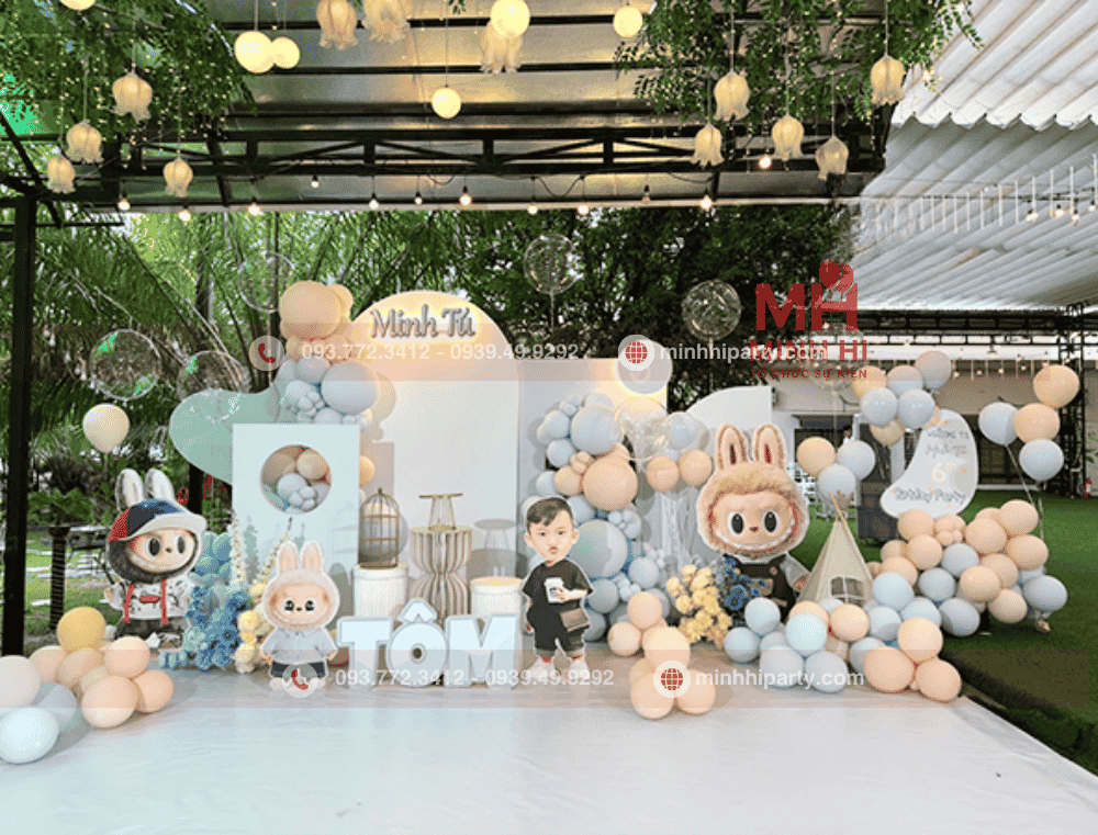 trang tri sinh nhat cho be trai minh tu chu de phim hoat hinh labubu decor sinh nhật bé trai chủ đề phim hoạt hình labubu