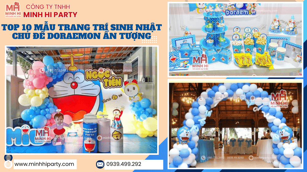 trang tri sinh nhat chu de doraemon an tuong Dịch vụ trang trí sinh nhật chủ đề Doraemon ấn tượng