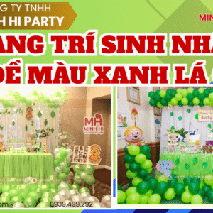 Trang trí sinh nhật chủ đề màu xanh lá cây