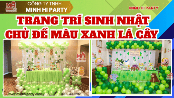 Trang trí sinh nhật chủ đề màu xanh lá cây