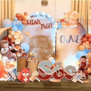 Mẫu trang trí thôi nôi bé trai Minh Triết chủ đề tên bé