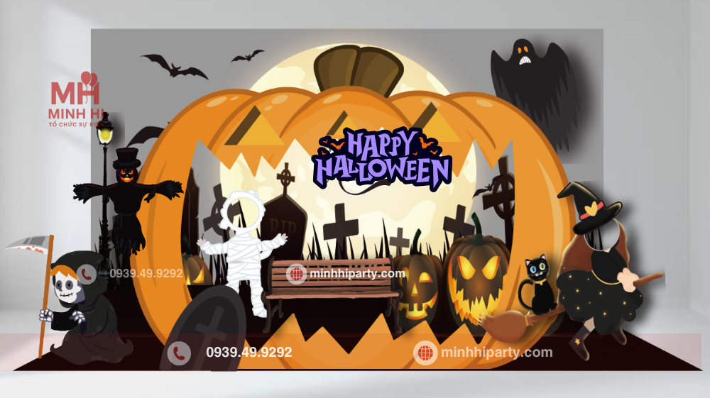 50 mau decor trang tri halloween 2025 5 Dịch vụ trang trí Halloween ngoài trời - Tiểu cảnh Halloween 2025