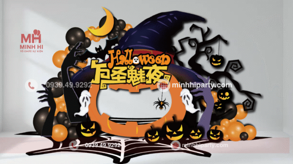 Thiết kế trang trí Halloween cho toà nhà văn phòng trước sảnh căn hộ