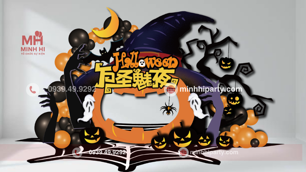 50 mau decor trang tri halloween 2025 6 Thiết kế trang trí Halloween cho toà nhà văn phòng trước sảnh căn hộ