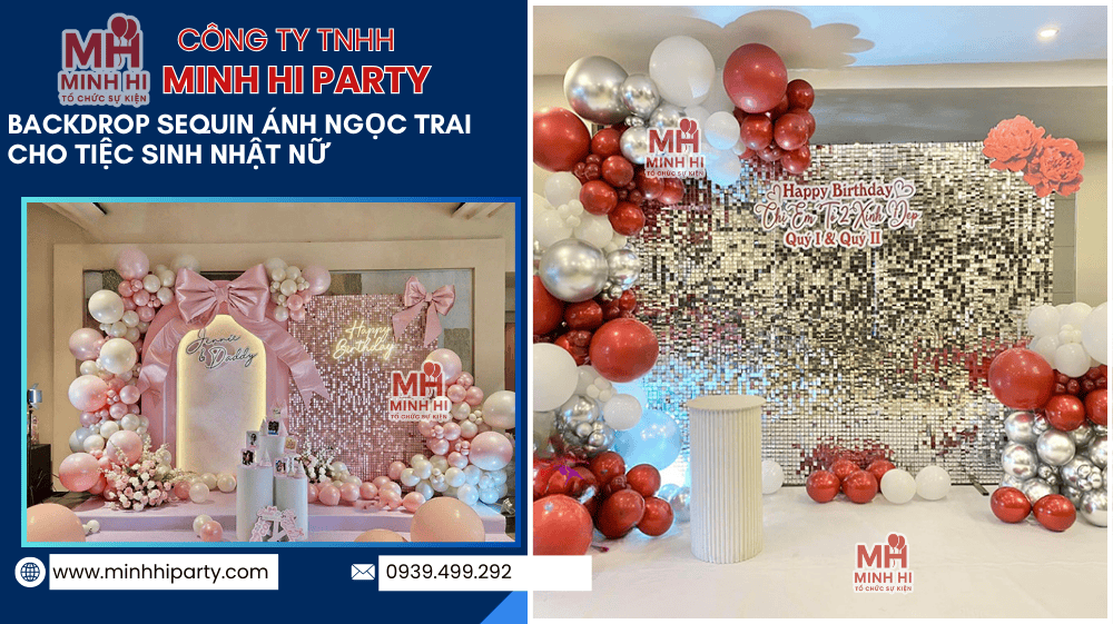 backdrop sequin anh ngoc trai phu hop trang tri tiec sinh nhat nu Mẫu trang trí Sequin ánh ngọc trai - Trang trí sinh nhật cho nữ