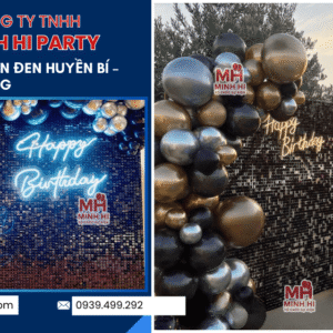 Mẫu trang trí sinh nhật người lớn -Backdrop Sequin đen huyền bí