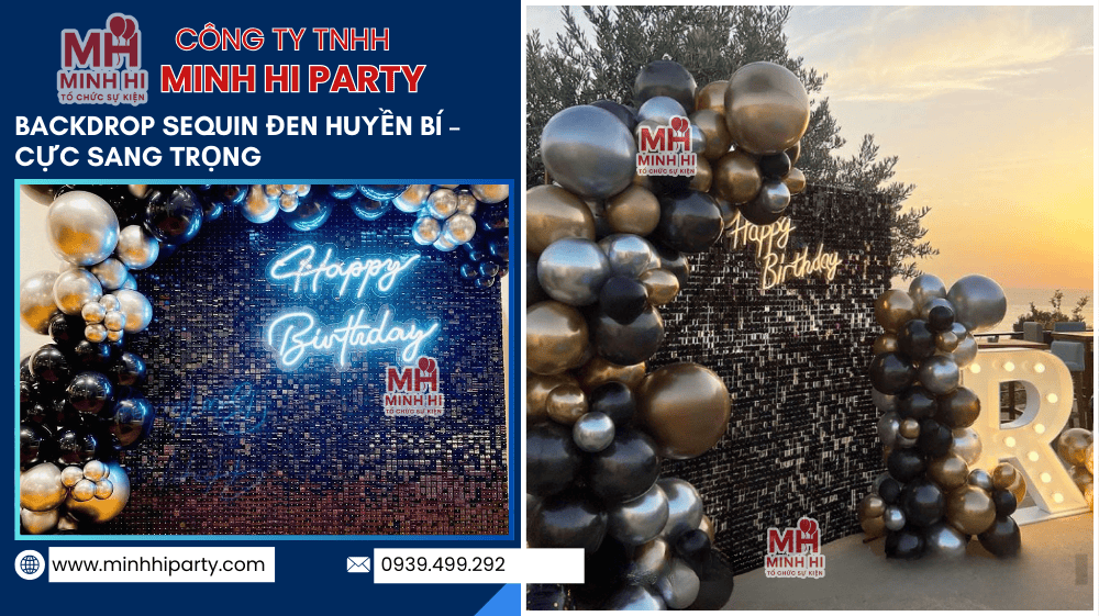 backdrop sequin den huyen bi Mẫu trang trí sinh nhật người lớn -Backdrop Sequin đen huyền bí