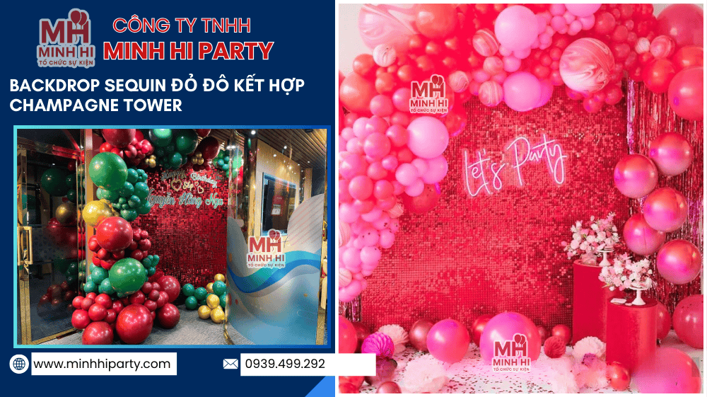 backdrop sequin do do phu hop trang tri tiec sinh nhat nam nu Mẫu trang trí sinh nhật với tấm SEquin đỏ - Phù hợp trang trí sinh nhật người lớn cho cả nam và nữ