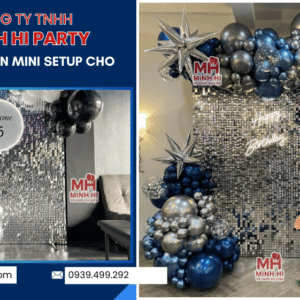 Mẫu Backdrop Sequin mini setup cho tiệc ấm cúng
