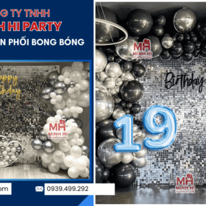 Trang trí sinh nhật cho người lớn với mẫu Sequin phối bong bóng số tuổi