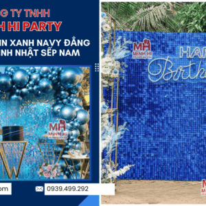 Trang trí sinh nhật backdrop Sequin xanh navy - Mẫu trang trí sinh nhật sếp