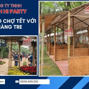 Dịch vụ trang trí gian hàng tre decor tết, cổng chào chợ tết
