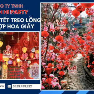 Trang trí tết - thi công treo lồng đèn làm cổng chào trang trí tết