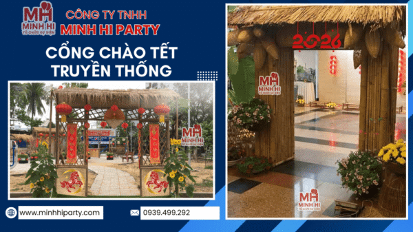 Cổng chào trang trí tết truyền thống Minh Hi Party thực hiện