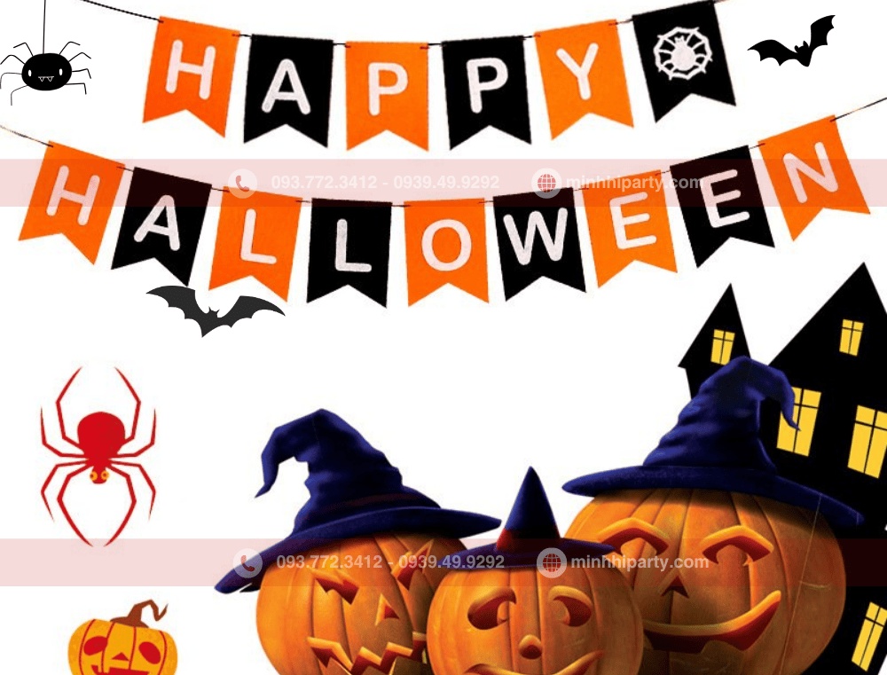 phụ kiện trang trí Halloween với dây chữ Halloween đẹp