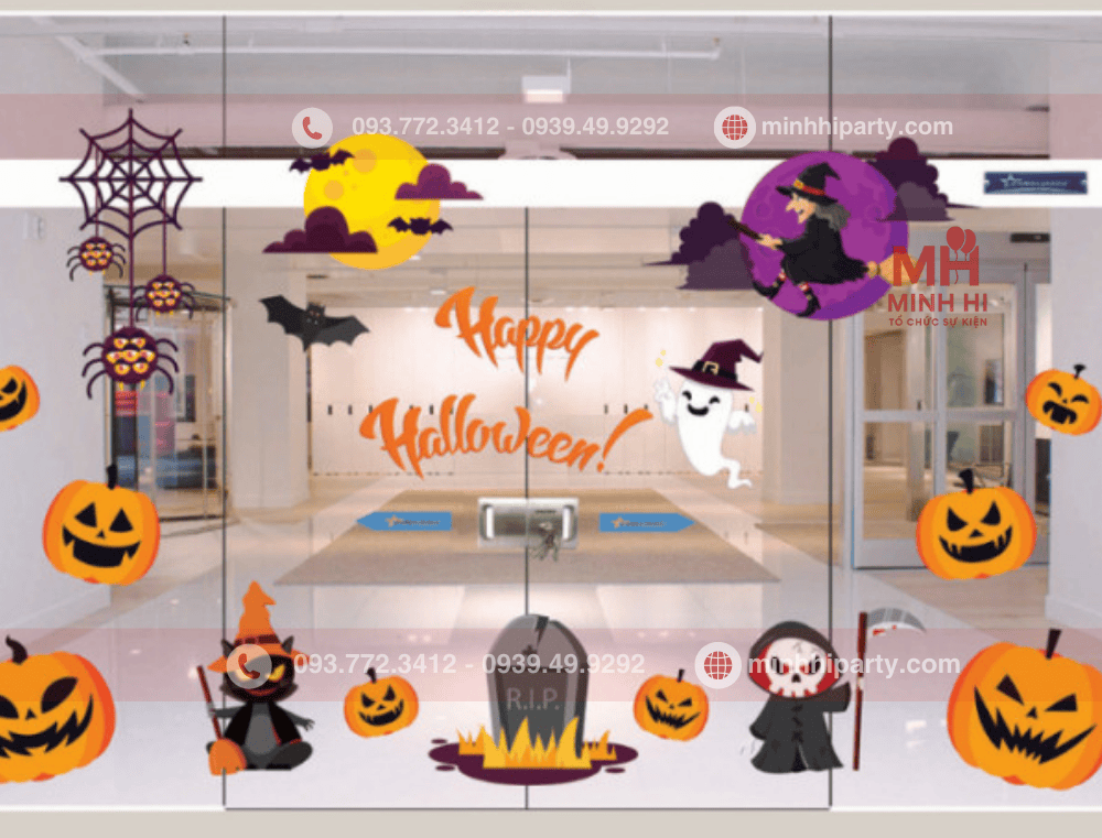 Decal dán kính trang trí halloween do Minh Hi Party cung cấp