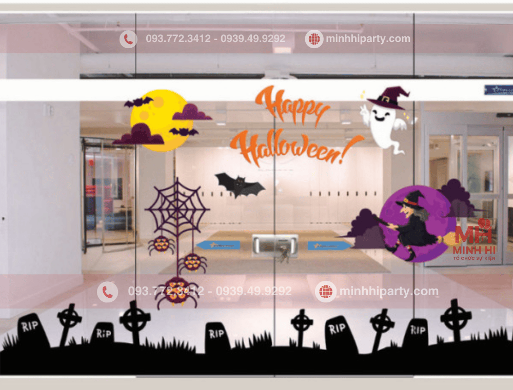 Mẫu decal trang trí halloween cho toà nhà