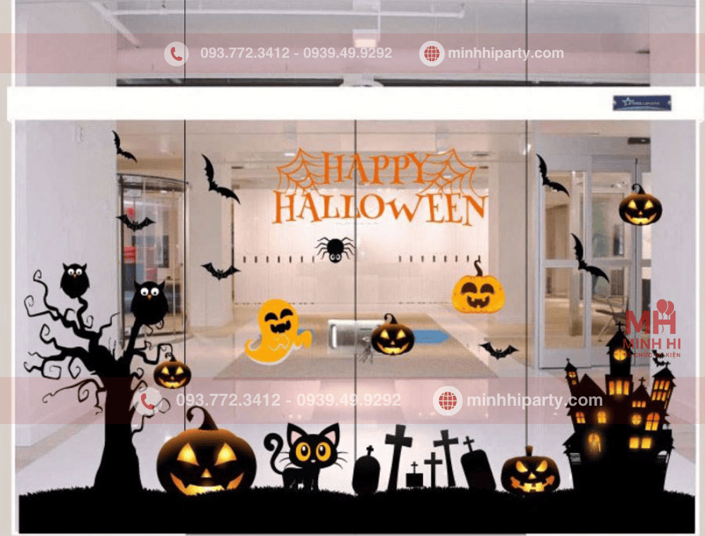 Thi công trang trí decal Halloween cho văn phòng công ty 