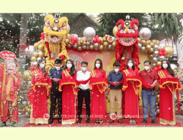 tổ chức khai trương trọn gói với dịch vụ cắt băng khánh thành và múa lân