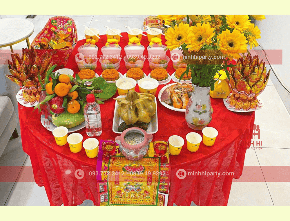 Set up mâm cúng khai trương theo phong cách truyền thống
