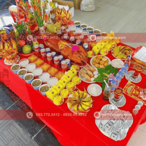dịch vụ trang trí mâm cúng khai trương với cách trình bày đẹp mắt