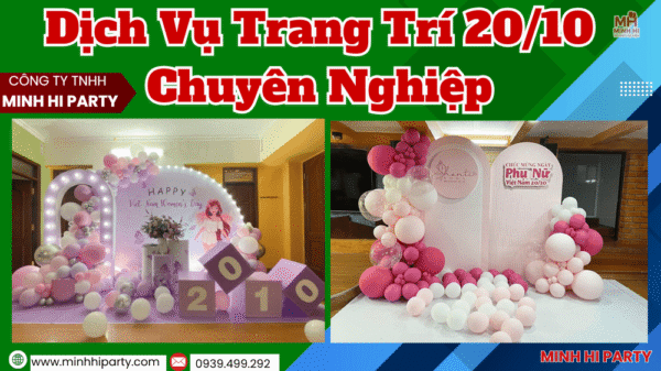 Dịch vụ trang trí 20/10 chuyên nghiệp tại TPHCM do Minh Hi Party cung cấp trọn gói