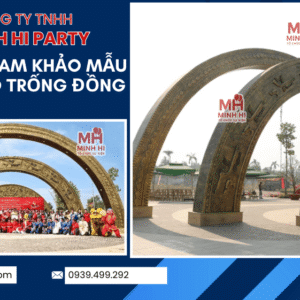 Mẫu tham khảo cổng chào trang trí tết chủ đề trống đồng - trang trí tết cổ điển