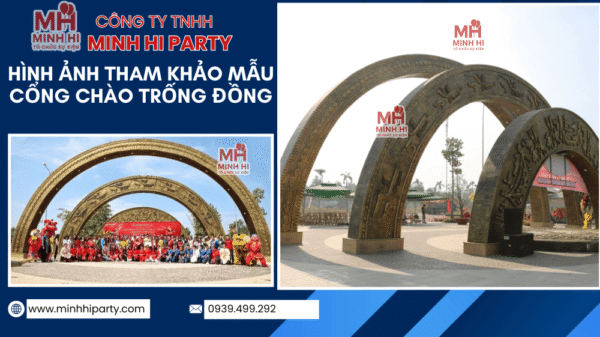 Mẫu tham khảo cổng chào trang trí tết chủ đề trống đồng - trang trí tết cổ điển