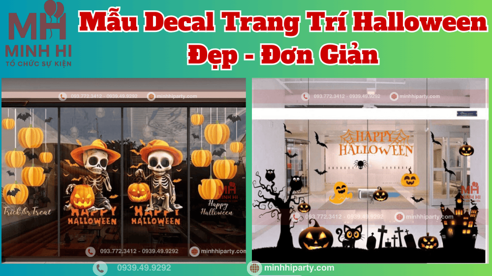 Mẫu decal trang trí halloween đẹp đơn giản do Minh Hi Party cung cấp